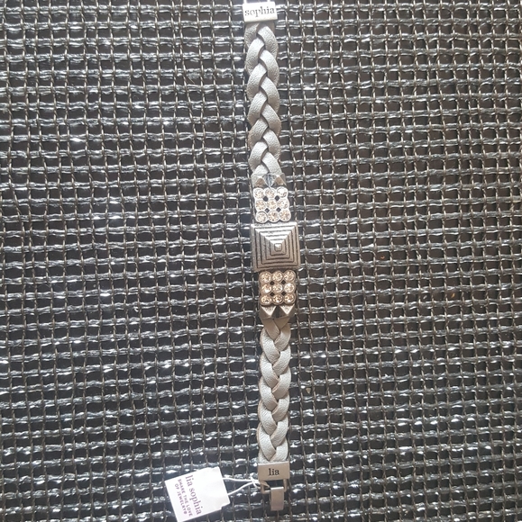 Lia Sophia Crystal Bling Pewter Bracelet S - Picture 8 of 9